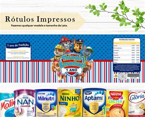 Rótulo Lata de Leite Patrulha Canina Elo7 Produtos Especiais