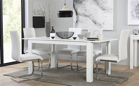 Aspen Extending Dining Table 4 Perth Chairs White Wood White