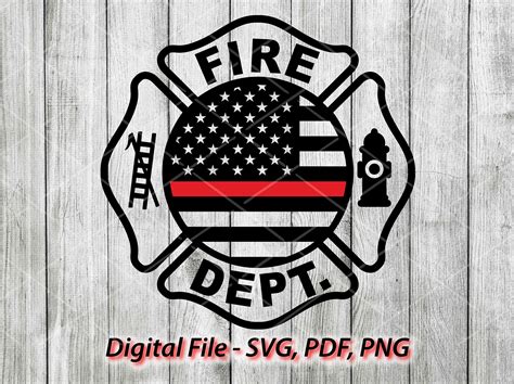 Thin Red Line Flag Fire Department Svg Fire Dept Svg Maltese Etsy