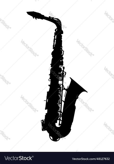 Detailed saxophone silhouette Royalty Free Vector Image