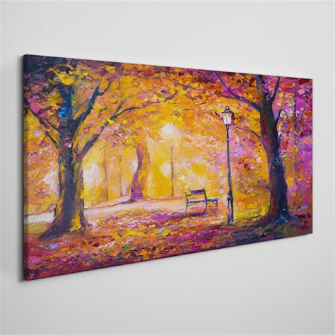 Obraz płótno Las park drzewa lampa ławka 100x50 cm Coloray Sklep