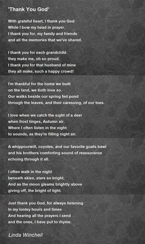 'Thank You God' - 'Thank You God' Poem by Linda Winchell