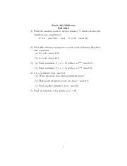 2018Midterm Pdf Math 303 Midterm Fall 2018 1 Find The Smallest