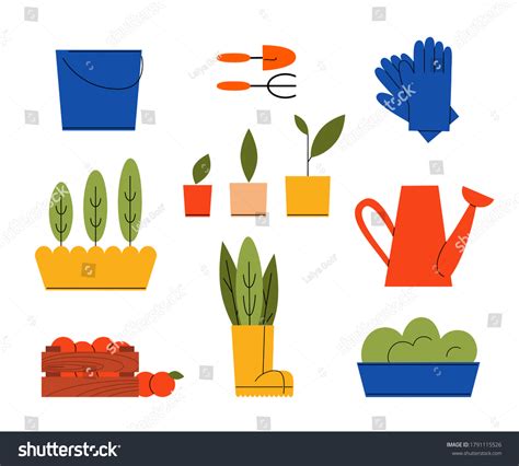 Gardening Tools Flat Illustration Set Stock Vector (Royalty Free ...