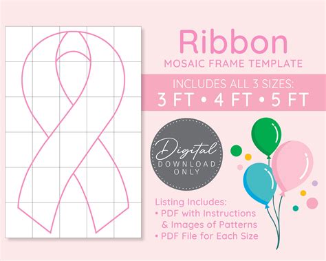 Ribbon Mosaic Digital Template 3 Ft 4 Ft 5 Ft Mosaic Balloons