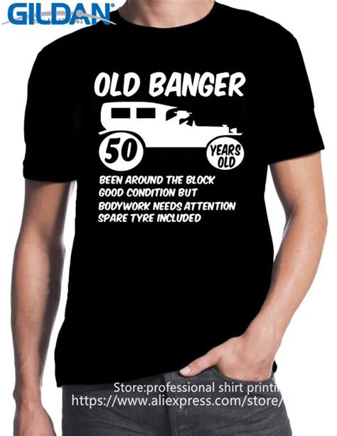 Biker T Shirts 50th Birthday Old Banger Birthday Party 50 Years Old Mens Cotton O Neck Short