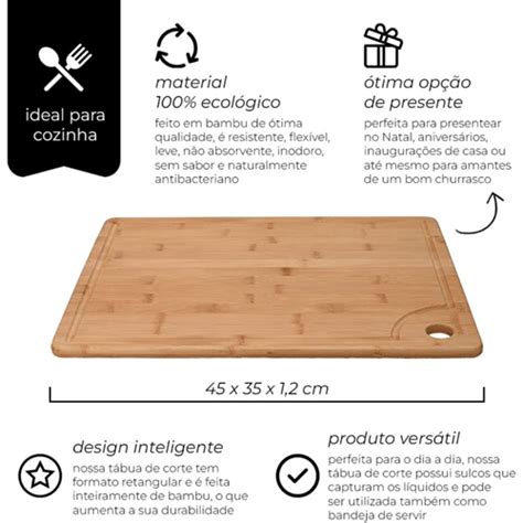 Tábua de Corte em Bambu 45 Cm Ecokitchen Mimo Style