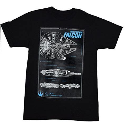 Star Wars Millennium Falcon Schematic Tshirt Large Black Amazon Most