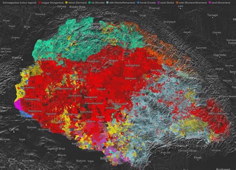 Native language ethnic map of Hungary in 1910 (On this day 101 years ...