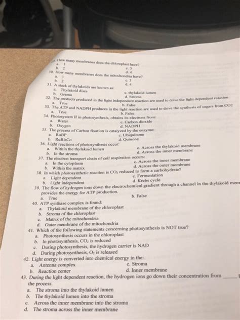 Solved How many membranes does the chloroplast have? 30. How | Chegg.com