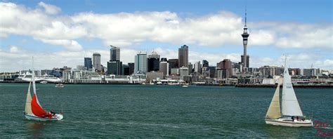 Auckland skyline, New Zealand - Photos from a boat & Mount Eden