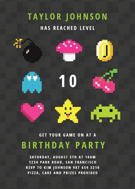 Level Up Gamer Birthday Invitation Template Free Greetings Island