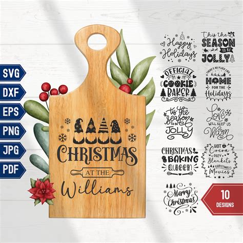 Cutting Board Svg Bundle Christmas Charcuterie Board Chopping Serving