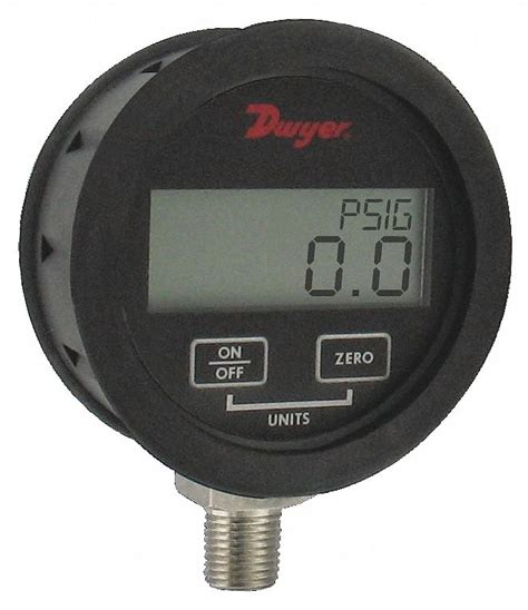 DWYER DWYER Digital Pressure Gauge: 0 to 500 psi, For Liquids & Gases, 1/4 in NPT Male, Bottom ...