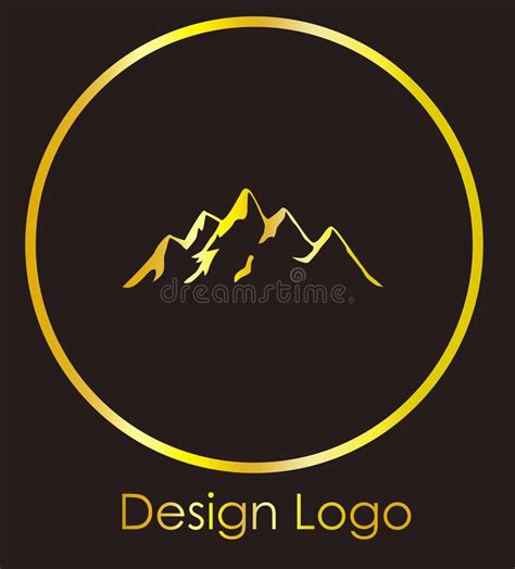 Logo Design Of A Mountain Inside A Circle Reflective Golden Color