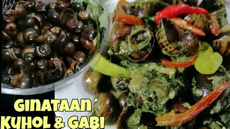 How To Cook Ginataan Kuhol With Gabi Snail Taro Leaves In Coconut