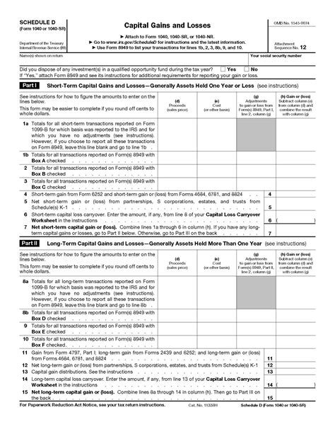 Irs Form Schedule D Instructions Pdf Elias Blake