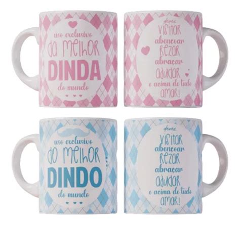 Kit Canecas Convite Padrinhos De Batismo Dinda E Dindo 002 MercadoLivre