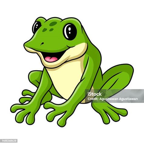 Sebuah Katak Kartun Lucu Duduk Ilustrasi Stok Unduh Gambar Sekarang