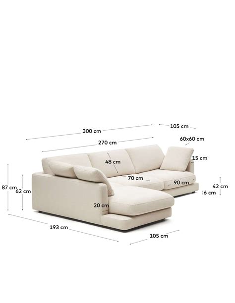 Sof Gala Plazas Chaise Longue Izquierdo Beige Cm Kave Home