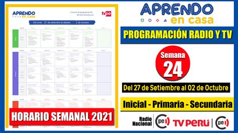 Nuevo Horario Semanal Programación Radio y TV SEMANA 24 Del 27 de