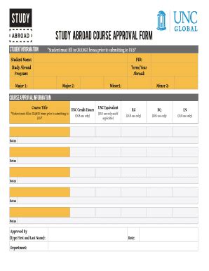 Fillable Online Study Abroad Course Approval Form The University Of