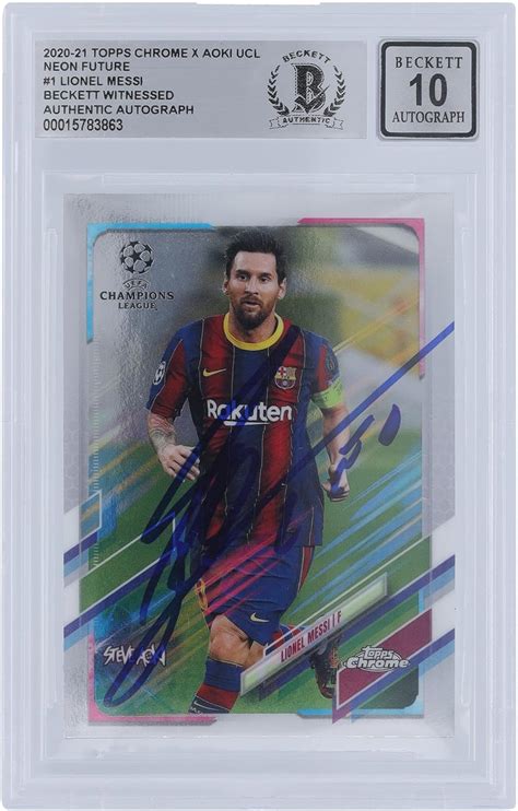 Lionel Messi Fc Barcelona Autographed Topps Chrome X Aoki Ucl