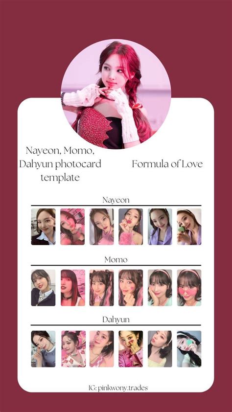 Nayeon Momo Dahyun Photocard Template