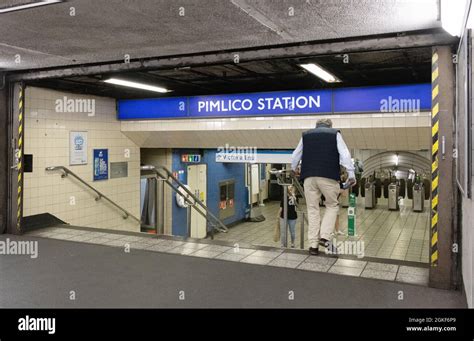 London Underground station entrance - Pimlico Station on the Victoria Line, Pimlico, London UK ...