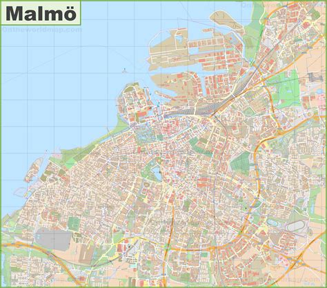 Large detailed map of Malmö