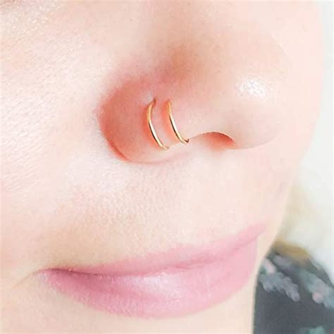 Amazon Double Hoop Nose Ring Single Pierced Gold Nose Ring