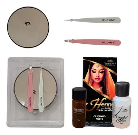 Kit Profesional De Henna Para Cejas Y Pinzas Biseladas Finas De Color