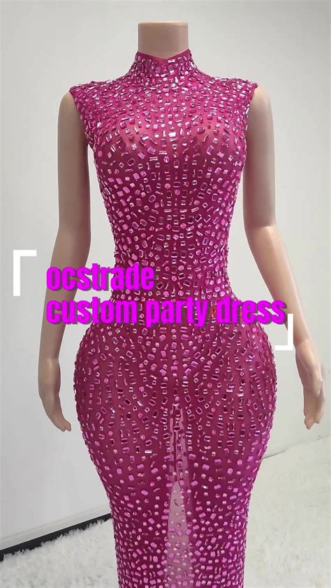 Ocstrade Hot Selling Rhinestone Diamond Luxury Studded Dress Long Gowns