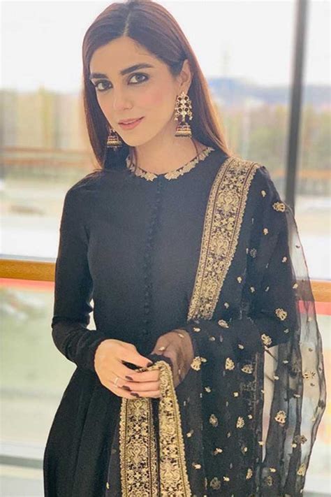 Buy Maya Ali Black Georgette Anarkali Suit With Zari Work For Eid