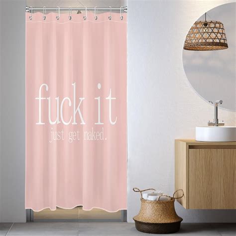 Amazon LB Fuck It Get Naked Small Stall Shower Curtain X Inch White And Pink Shower