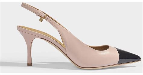 Tory Burch Penelope 65 Two Tone Slingbacks In Sea Shell Pink And Black