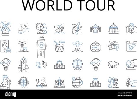 World Tour Line Icons Collection Wild Journey Urban Trek High