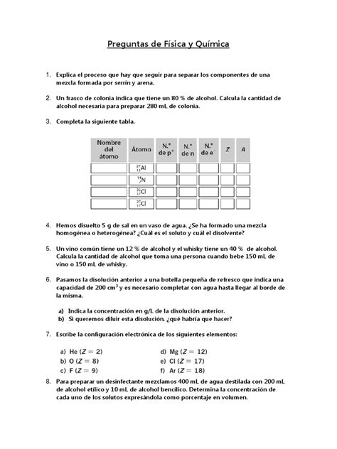 Ejercicios Física Y Química 3º Eso Ciencias Fisicas Ciencia