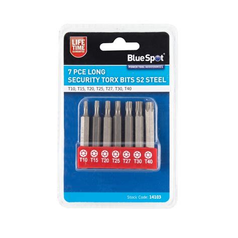 Blue Spot Tools Security Torx 50mm Long Bit Set 14103 Bluespot