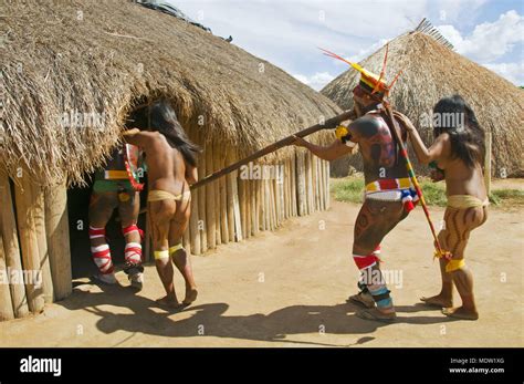 Kuarups The Village Aiha Ethnicity Kalapalo Stock Photo Alamy