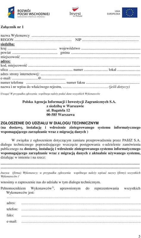 OGŁOSZENIE O ZAMIARZE PRZEPROWADZENIA DIALOGU TECHNICZNEGO PDF