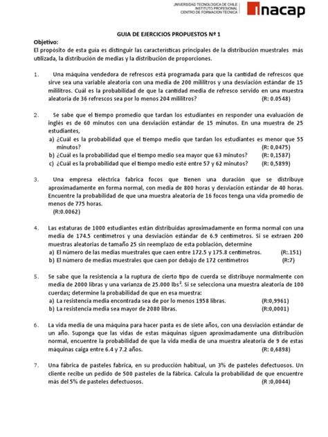 Distribucion De Medias Y Proporciones Pdf Muestreo Estadísticas Desviación Estándar