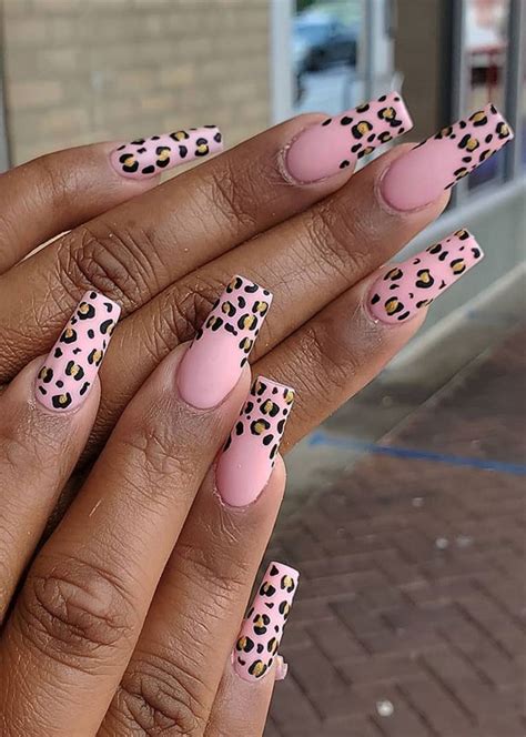 Pink Cheetah Print Nails