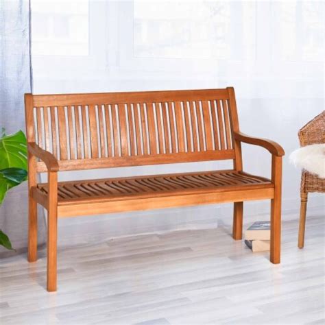 Wooden Bench Loveseat Patio Garden Outdoor W Armrest Backrest