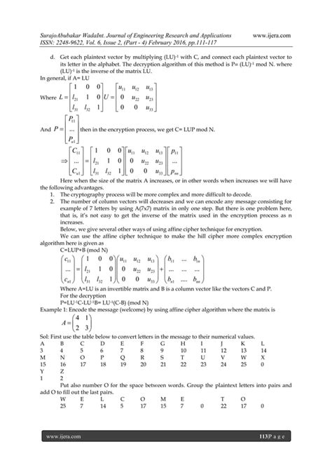 Cryptographic Technique Used Lower And Upper Triangular Decomposition