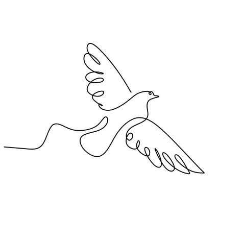 Continuous Line Drawing Bird Fly With Hand Drawn Minimalist