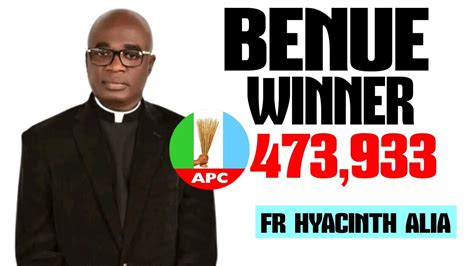 FR ALIA OFFICIALY DECLARED WINNER OF BENUE GOVERNORSHIP ELECTION BY