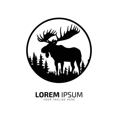 Minimal And Abstract Logo Of Moose Vector Elk Icon Fur Silhouette