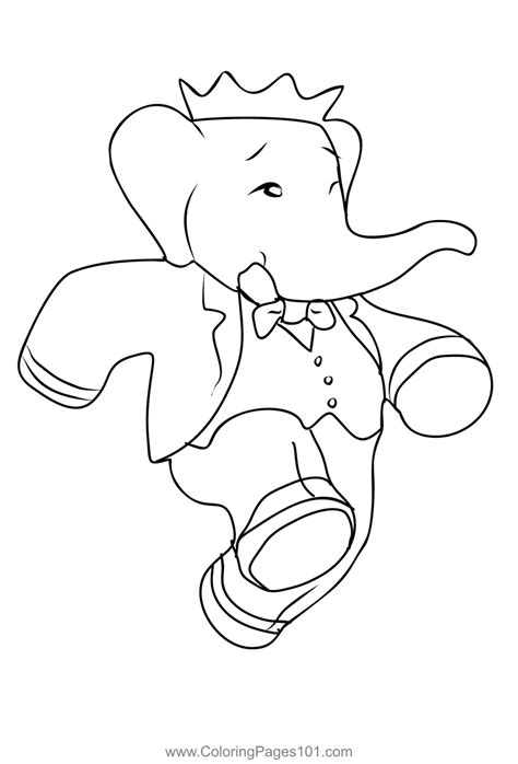 Babar 1 Coloring Page for Kids - Free Babar and the Adventures of Badou ...