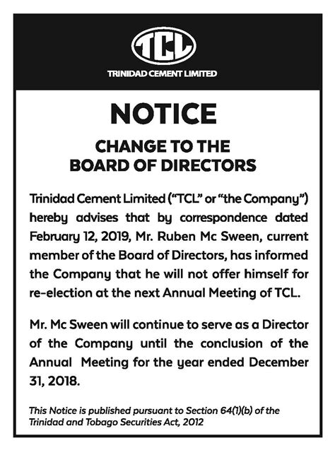 Notice Change To The Board Of Directors Tcl Group